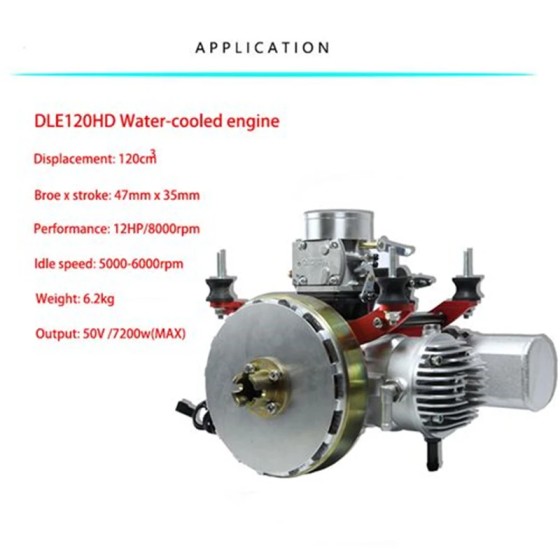 DLE120HD Drone Engine 7.2kw Water-Cooled Hybrid Electricity Generator Gasoline Engine Electric Kit